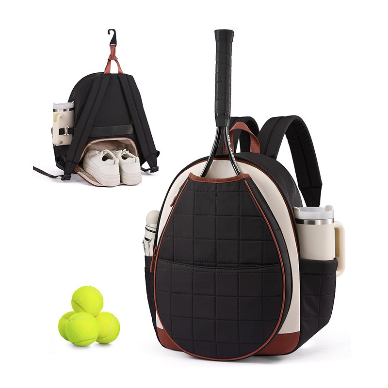 New Tennis Bag Women Casual Tennis Backpack with Cup Holder and Shoe Compartment Quilted Tennis Racquet Bag Pickleball Bag