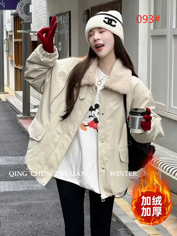 欧派2025秋冬新款羊羔毛翻领派克羽绒服女休闲时尚工装加厚冲锋衣|undefined