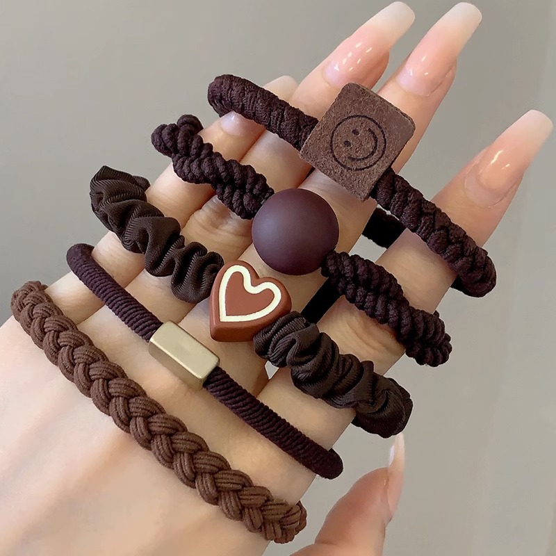 Coletero de goma, simple, de alta elasticidad, duradero, anillo para el cabello para mujer, nuevo estilo 2025, accesorio para el cabello de niña, cubierta de cuero.