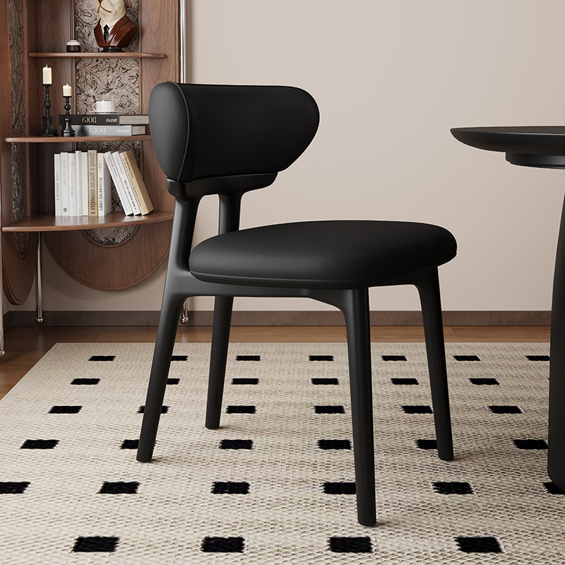 Silla de comedor de madera maciza nórdica, restaurante doméstico, silla trasera de cuero de microfibra, tela de lino y algodón, mesa y silla de comedor de hotel de alta gama