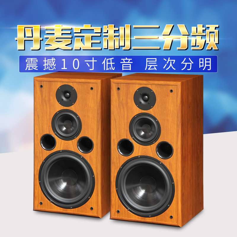 Danish Export Three-Way 10inch Audiophile Speakers Hifi Passive Bookshelf Pair for Home Use