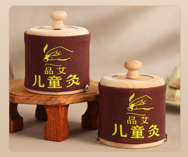 Children Moxibustion Box Home Use Portable Belly Warming Ai Jiu Tool with Small Hanging Moxa Tube in use