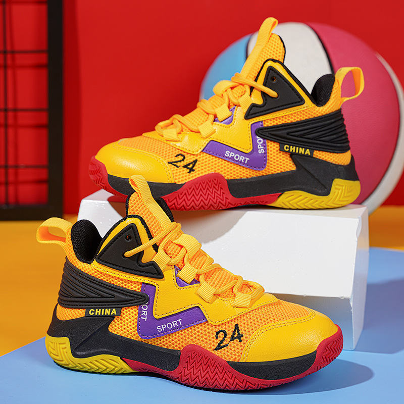 Tenis de Básquetbol Transpirables para Niño de Tela de Red y TPR Transpirable y Resistente al Desgaste