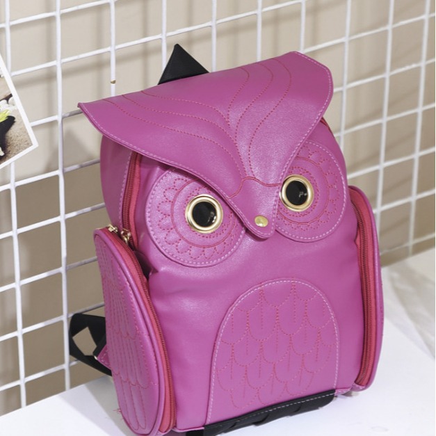 Comercio exterior estilo coreano pu relieve búho mochila nueva mujer de dibujos animados animal mochila viaje tendencia bolso de las mujeres