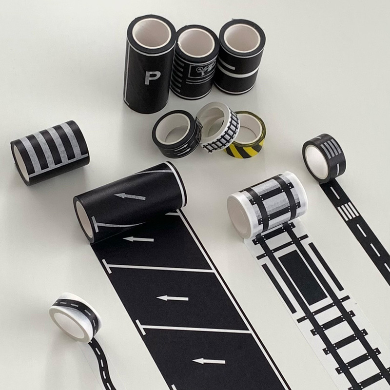 Children's cartoon diy road rail transit railway highway and paper tape car train curve self-adhesive sticker