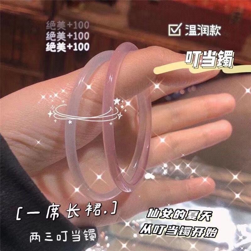 One-Step spring colorful bracelet Chinese national style girl's bracelet jingle bracelet thin round bar white accessories.