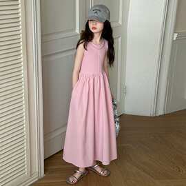 桔子虎女童连衣裙夏装大童公主裙夏季小女孩洋气背心裙夏天雪纺儿