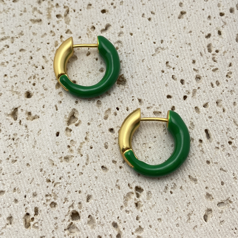 Fashion U Shape Copper Enamel Earrings 1 Pair