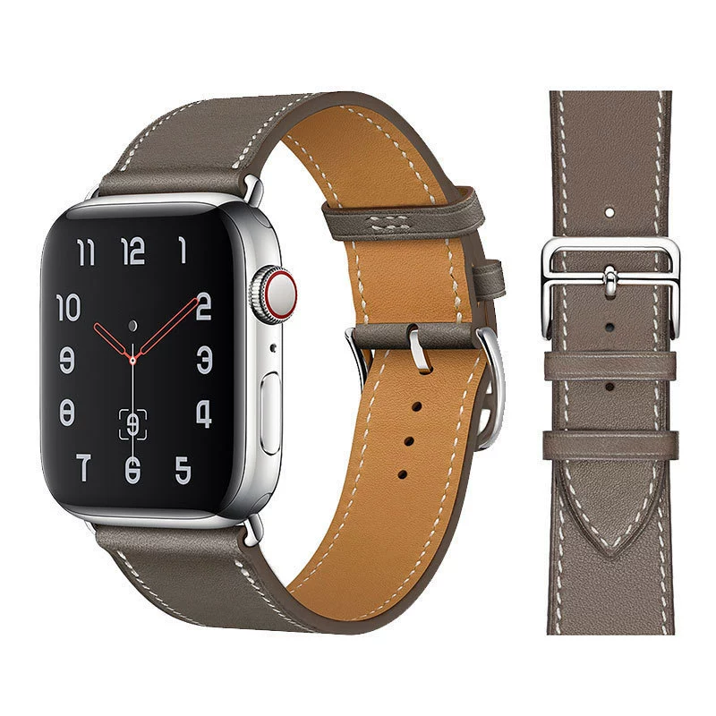 Применяемый IWATCH8 Irims одиночное -круглое кожаное крепление Apple Watch7654se контрастная поперечная линия браслет
