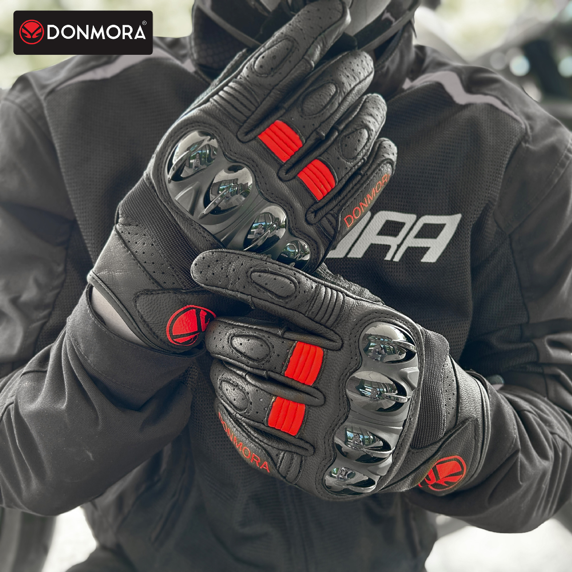 Motocicleta Guantes de cuero Motocicleta Ciclismo Four Seasons Universal Impermeable Hombres Mujeres Carreras PU Carcasa dura todoterreno