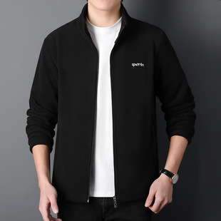 Men's Fleece Jacket with Extra Fleece Lining, Thickened Windproof and Warm Cardigan Sweatshirt, Outdoor Softshell Jacket with Fleece Lining
