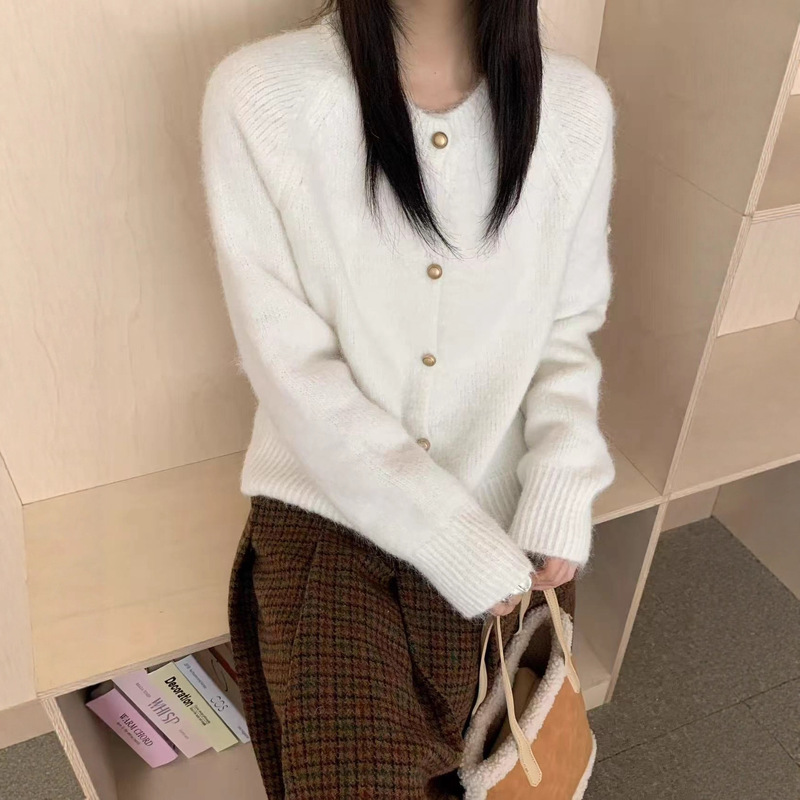 圆领毛衣外套女2025春秋冬新款宽松慵懒风上衣洋气外穿针织开衫女|undefined