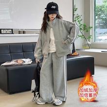 女童加绒外套套装秋冬2025新款洋气大童冬装加厚儿童时髦运动两件