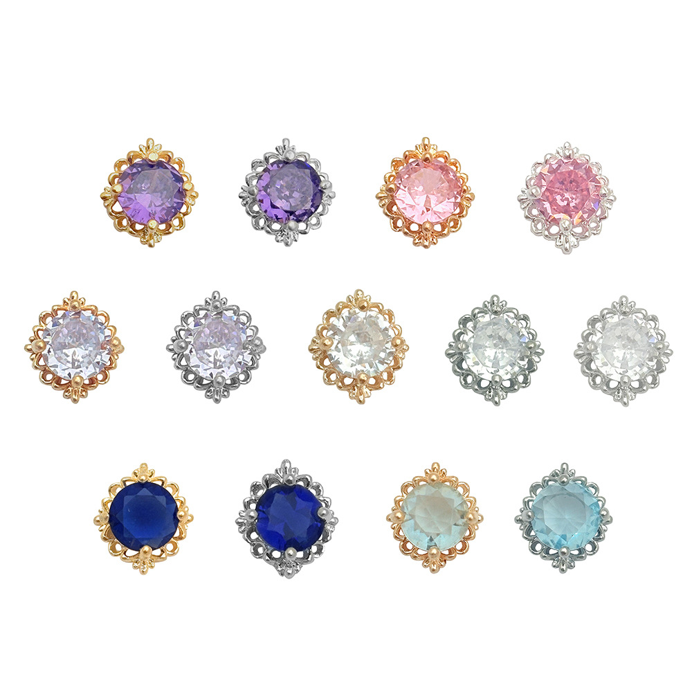Retro ronda circonio uñas joyería uñas diamante joyería DIY uñas pegatina circón único retro circón fábrica lote