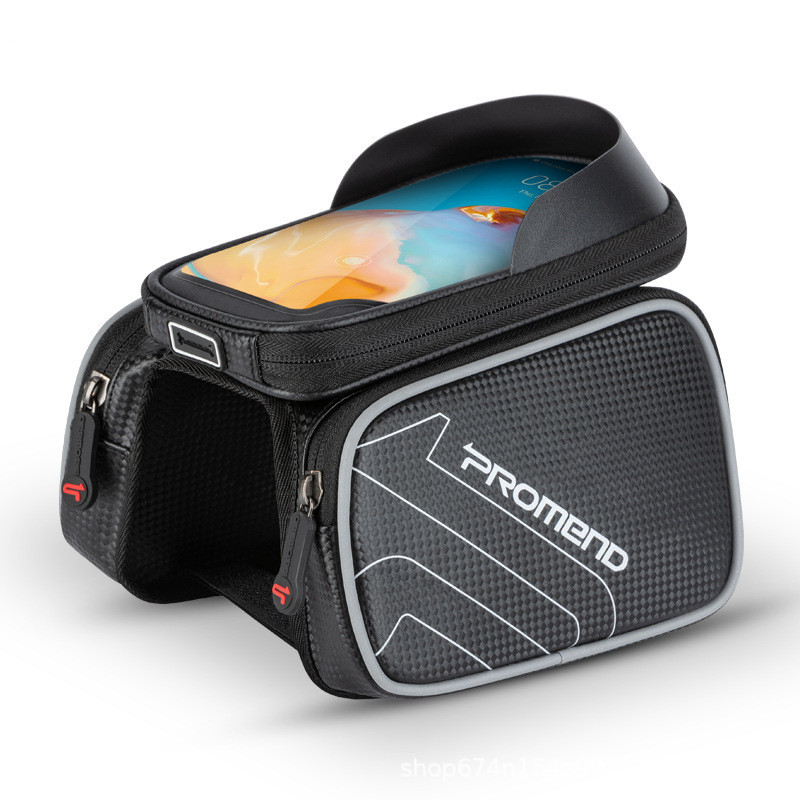 PROMEND bicicleta frontal haz bolsa de sillín E36 tubo superior a prueba de lluvia pantalla táctil bolsa de teléfono móvil bolsa de almacenamiento de bicicleta de montaña