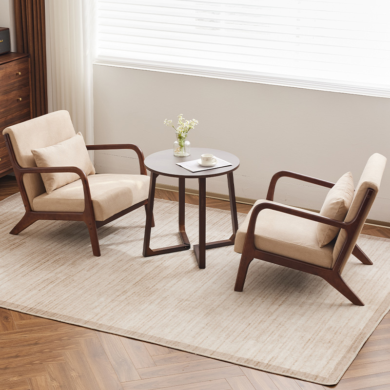 6R Balcony Tea Table and Chair Combination Small Apartment One Table and Two Chairs Home Solid Wood Casual Simple Three-Piece Set for Reading and Drinking