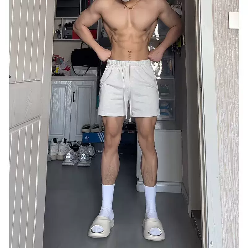 美式vibe高街纯色简约运动短裤男夏季ins潮牌直筒休闲抽绳五分裤