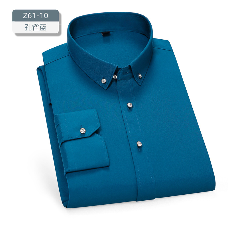Camisas de novio y padrinos de boda para hombre, estilo coreano, con botones de diamante, manga larga, corte ajustado, colores brillantes, ropa para hombre, camisas para bar y discoteca. image 16