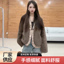 新中式手感面料外套女纯2025新款国风复古盘扣短款大衣修身名媛