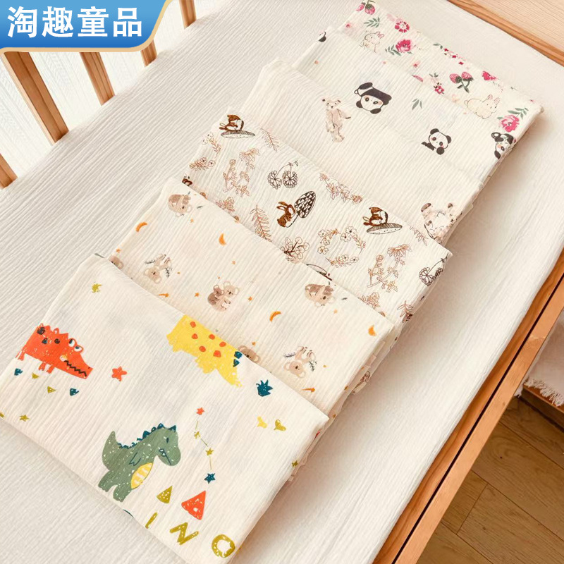 Baby Pure Cotton Bed Sheet Class A Bubble Gauze Kindergarten Lunch Break Solid Color Universal Children's Bed Sheet Bedding