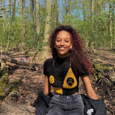 少女手钩针织泳装沙滩比基尼上衣 度假休闲吊带笑脸两色拼接文胸