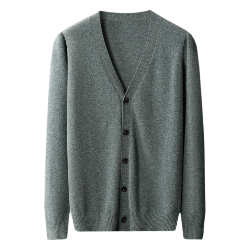 Spring and Autumn New wool cardigan men's V-neck thin knitted sweater coat loose long sleeve cashmere sweater Youth plus size