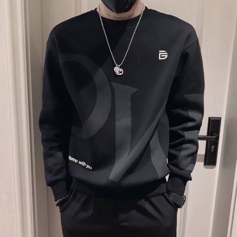 Men’s Clothes Slim Hoodie Men Fashion Brand Handsome Ins Loose Round Neck Long Sleeve Top Coat