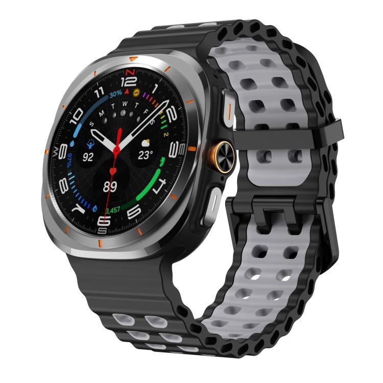 xDfind Black Botón Marítimo Bicolor Doble agujero de fila correa de silicona para Samsung Galaxy Watch8 / 8 Classic / Samsung Gal