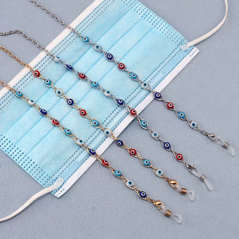 亚马逊新款流行眼镜链 恶魔之眼口罩绳防丢挂链 防滑眼镜挂绳