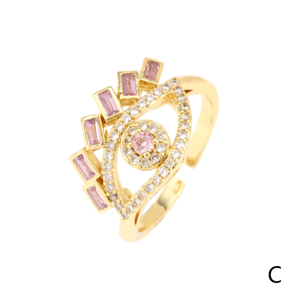 Fashion Eye Copper Inlay Zircon Open Ring 1 Piece