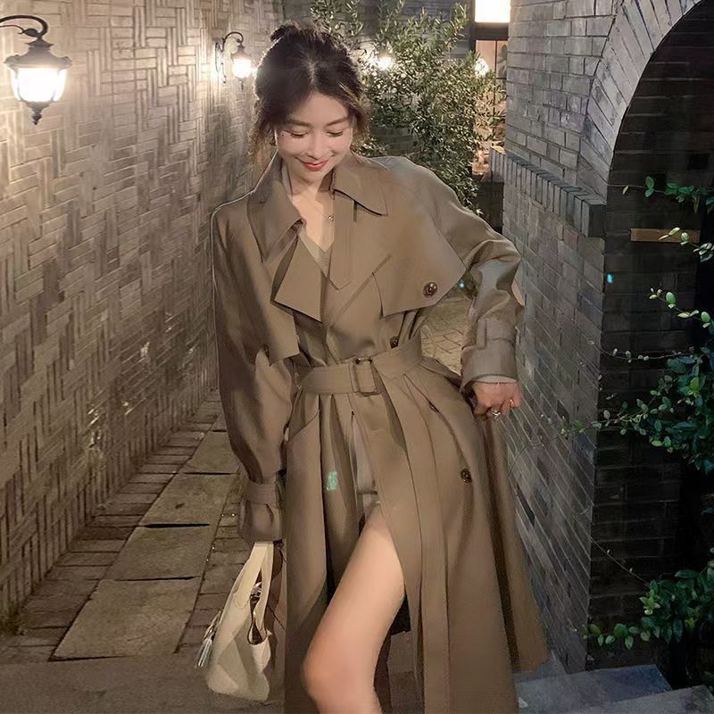 高级感韩系中长款风衣外套2025春秋新款小个子显高英伦休闲大衣女|undefined