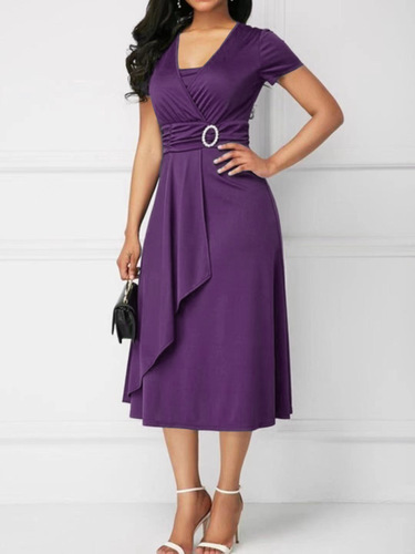Wish independent website: European and American-style chic asymmetric maxi dress with V-neck