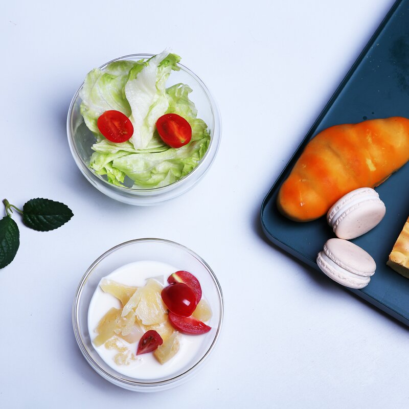 Vidrio de borosilicato tazón de doble capa aislado vidrio transparente cocina tazón de fideos instantáneos ensalada de frutas y verduras tazón hogar