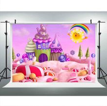 卡通糖果乐园糖果摄影背景冬季冰淇淋屋棒棒糖太阳彩虹背景