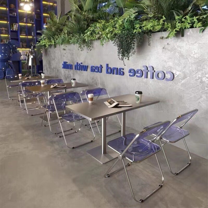 网红工业风不锈钢桌子小吃店奶茶食堂饭店桌椅咖啡厅餐桌商用餐饮|undefined
