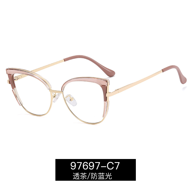 97697 transfronterizas nuevas gafas de ojo de gato Marco de moda de las mujeres en stock al por mayor miopía anti-azul luz gafas
