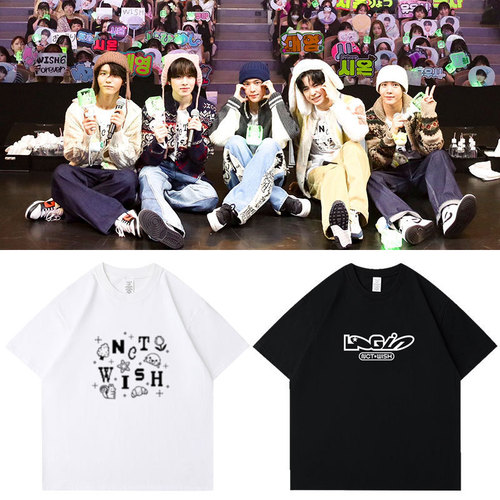NCT WISH Asia Tour Concert LOGin merchandise same-style clothing short-sleeved T-shirt loose-fit pure cotton base shirt
