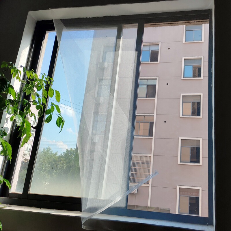 Wholesale simple anti-mosquito screen mesh self-adhesive DIY invisible screen encryption mesh fabric with hook and loop 02