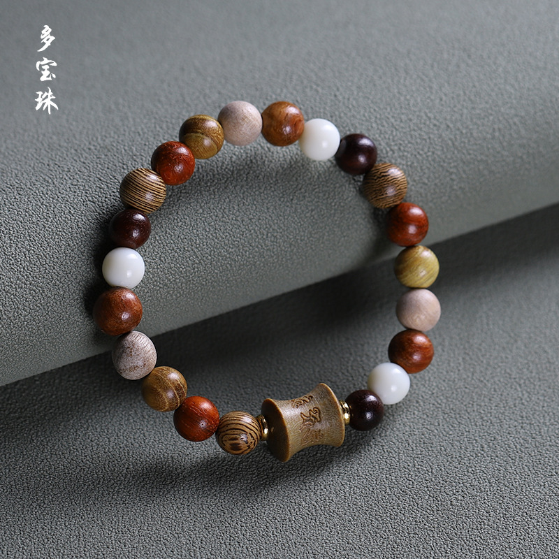 National style multi-treasure beads Bamboo Joint six words motto bracelet boys rosary bracelet female niche design single circle couple jewelry