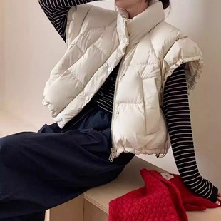 2024 Winter New Autumn and Winter Fashion Explosions Down Jacket Short Vest Women's Popular Vest Sleeveless Outer Wear