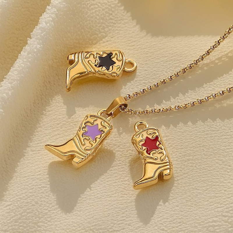 Botas de fundición de acero inoxidable colgante pequeño collar chapado al vacío pulsera colgante botas accesorios DIY joyas