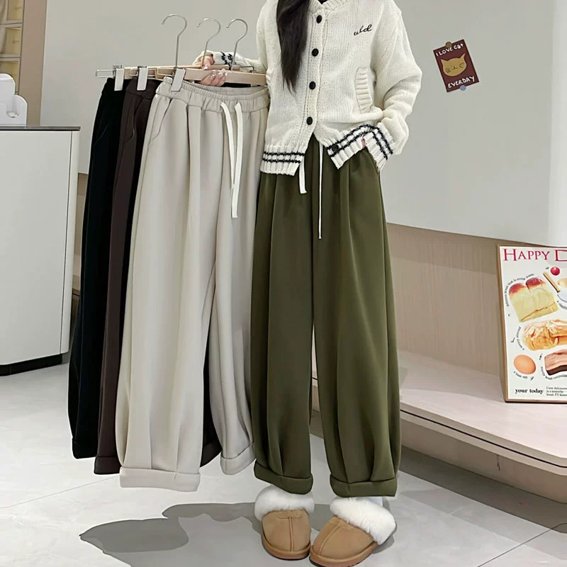 Плюшевый ленивый ветер шаровары толстые теплые брюки женские осенние и зимние свободные тонкие повседневные брюки