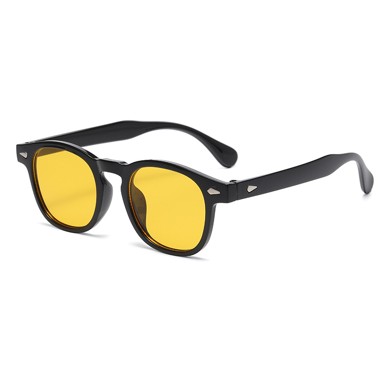 New European And American Retro Round Frame Rice Nail Sunglasses For Men Popular Sunglasses Trendy UV Resistant Sunglasses_voghion.com