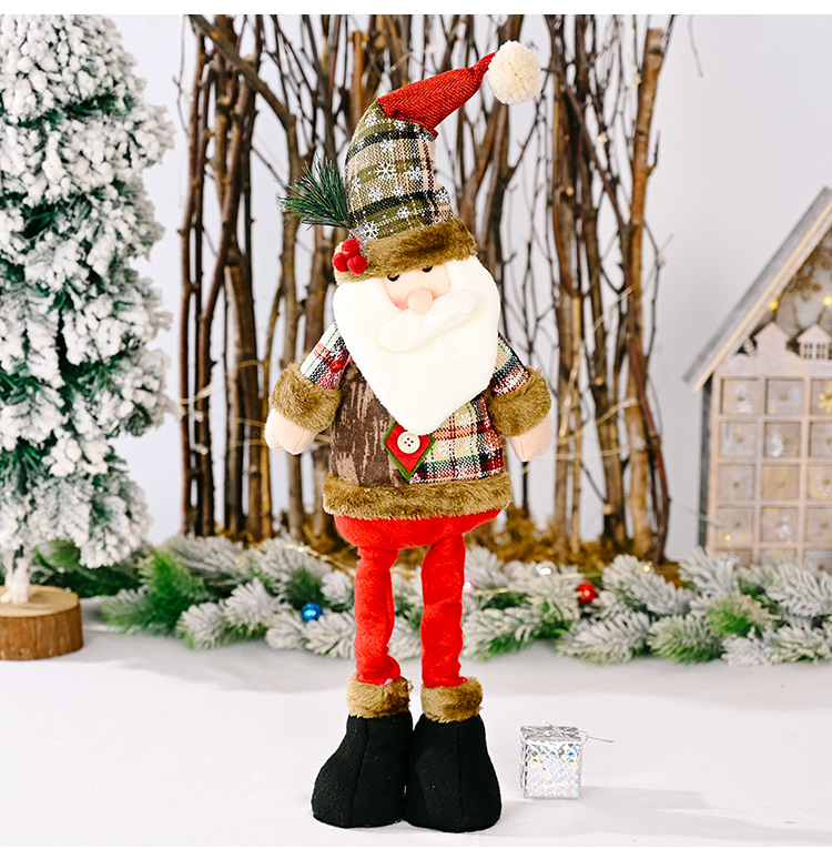 New Christmas Retro Snowflake Plaid Cloth Retractable Doll Christmas Decoration display picture 5