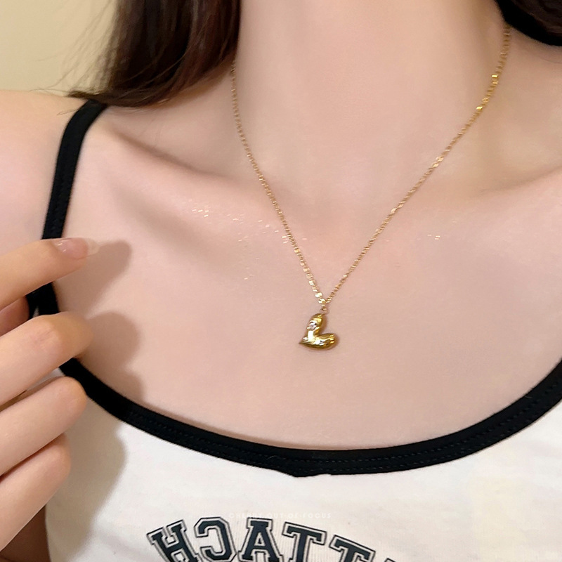1 Piece Quantity Holiday, Daily Occasion Wholesale Jewelry Simple Style Classic Style Heart Shape Titanium Steel Pendant Necklace