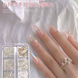 天然亮透薄美甲不规则贝壳碎片日式百搭幻彩鲍鱼贝壳指甲贴片装饰