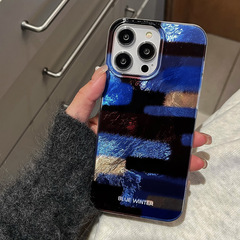レトロな黒藍格はアップル16の携帯ケースiPhone15promaxを適用して、14の新型12光油の渦を染めます。