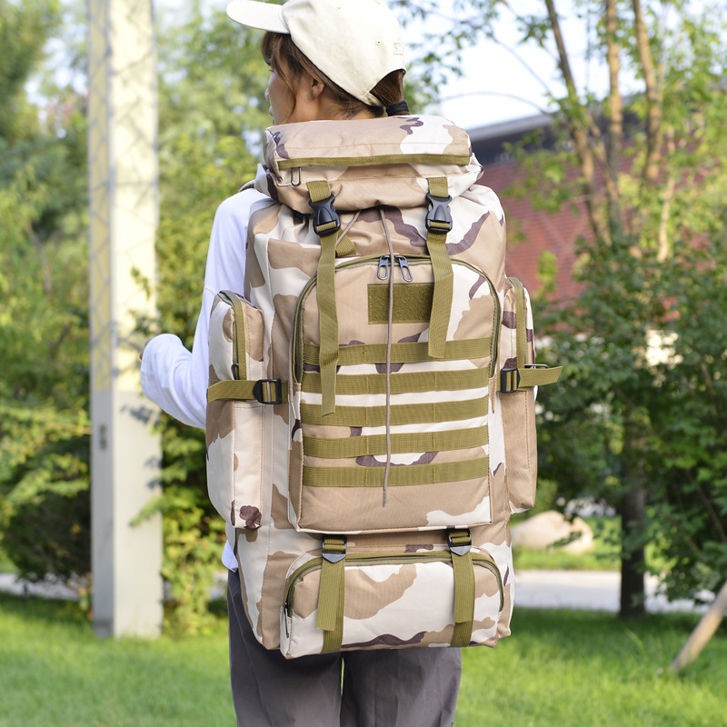 Mochila impermeable multifuncional transfronteriza, subcontratación de senderismo, bolsa de camping y montañismo, mochila de viaje de gran capacidad, bolsa de camuflaje