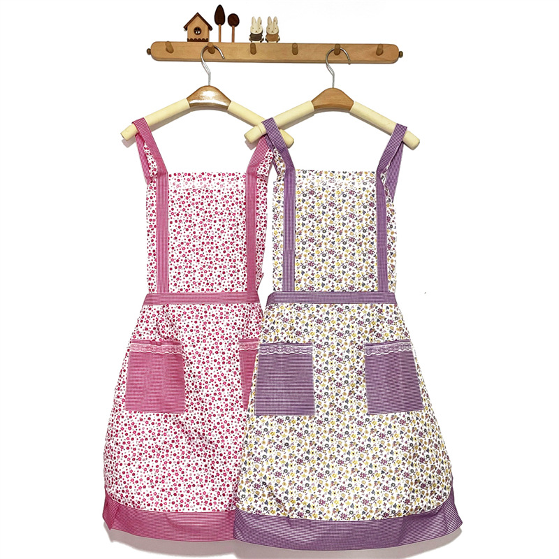 Korean-style Cute Princess Pastoral Floral Home Kitch, Oil-resistant With Pockets, Fashionable Suspder Apron For_voghion.com