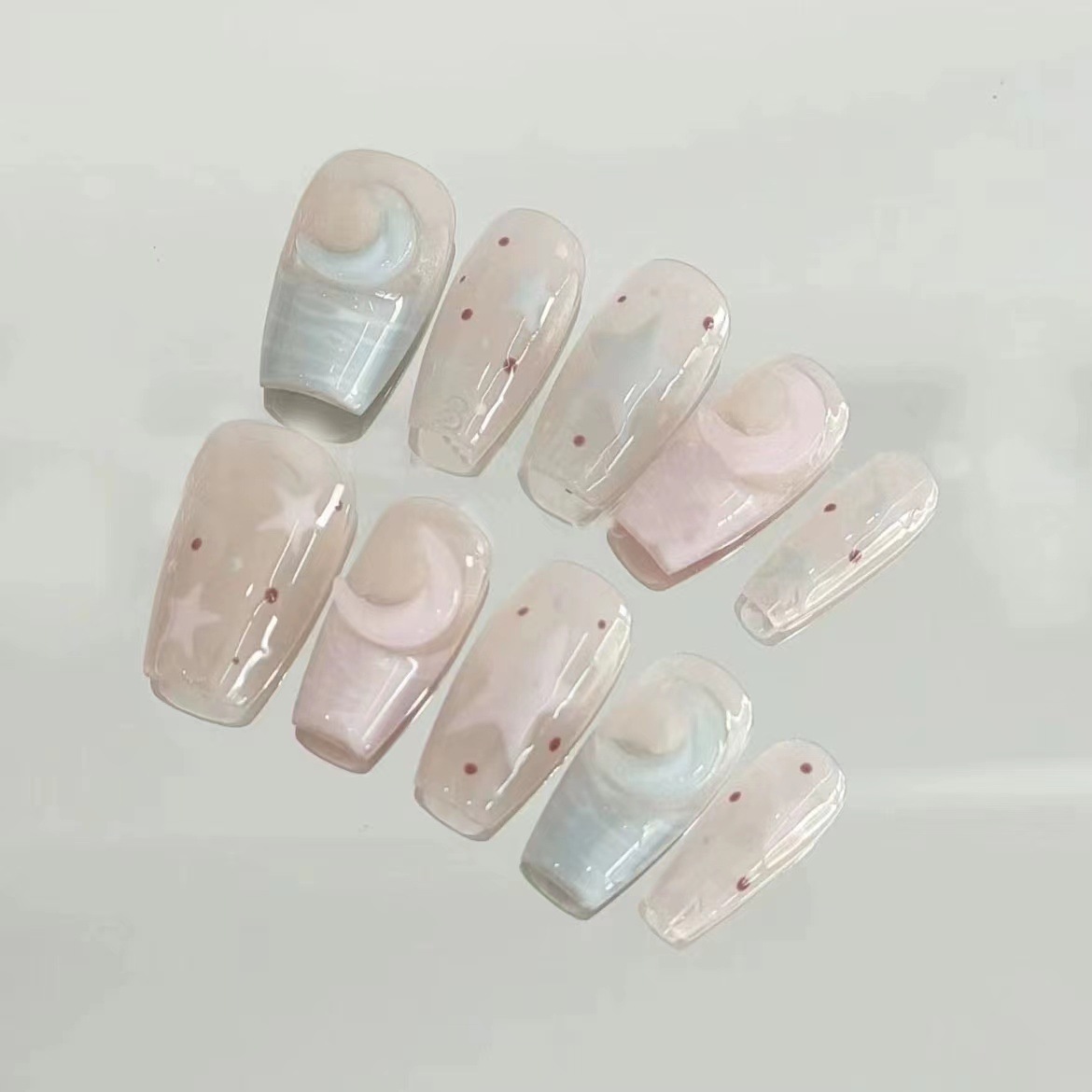 Yiyi Dance Terminado con uñas desmontables, manicura linda de verano, pequeño libro rojo, nueva pegatina de uñas dulce